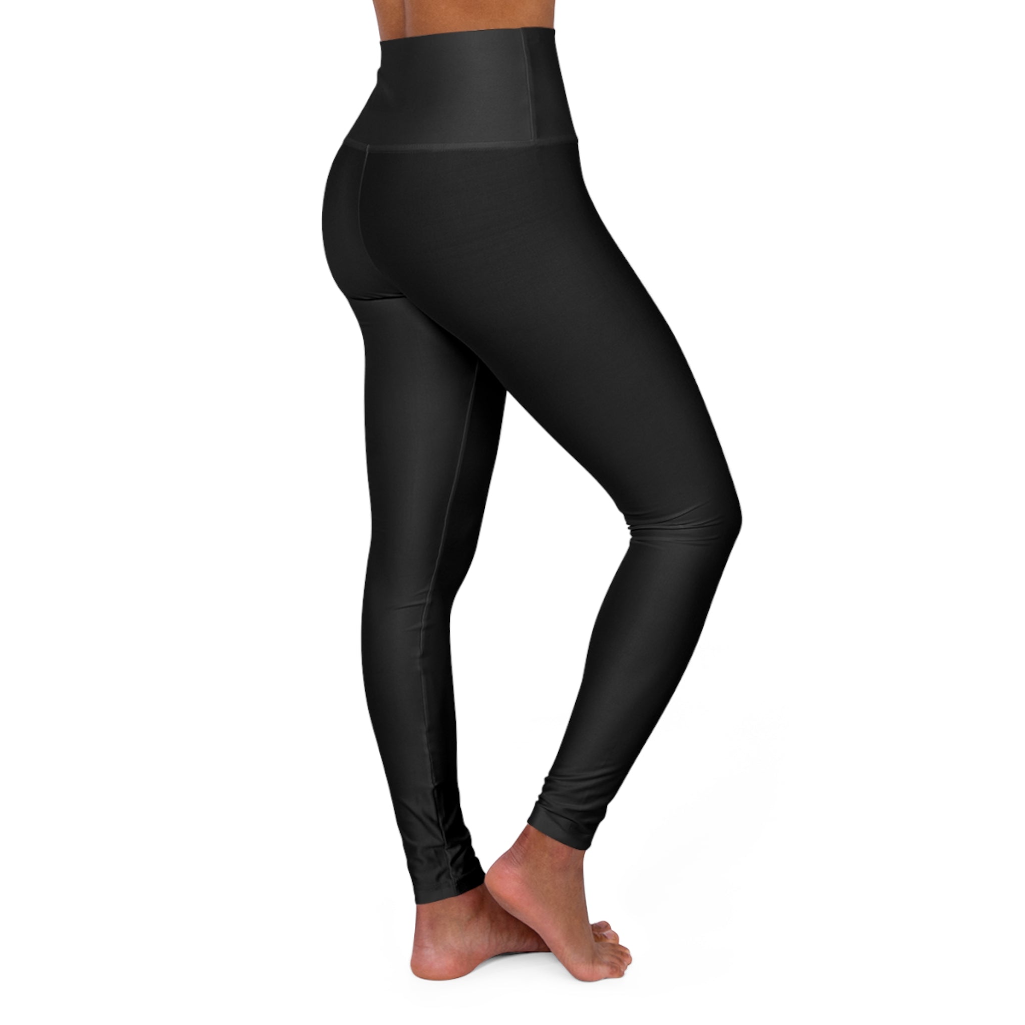 High-Waist Black Yoga Leggings – Seamless AOP Activewear