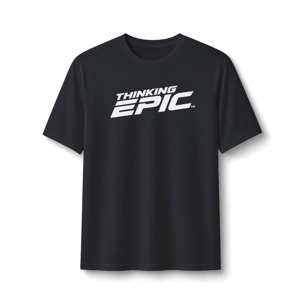 Angled Black Thinking Epic Sportswear Performance Tee