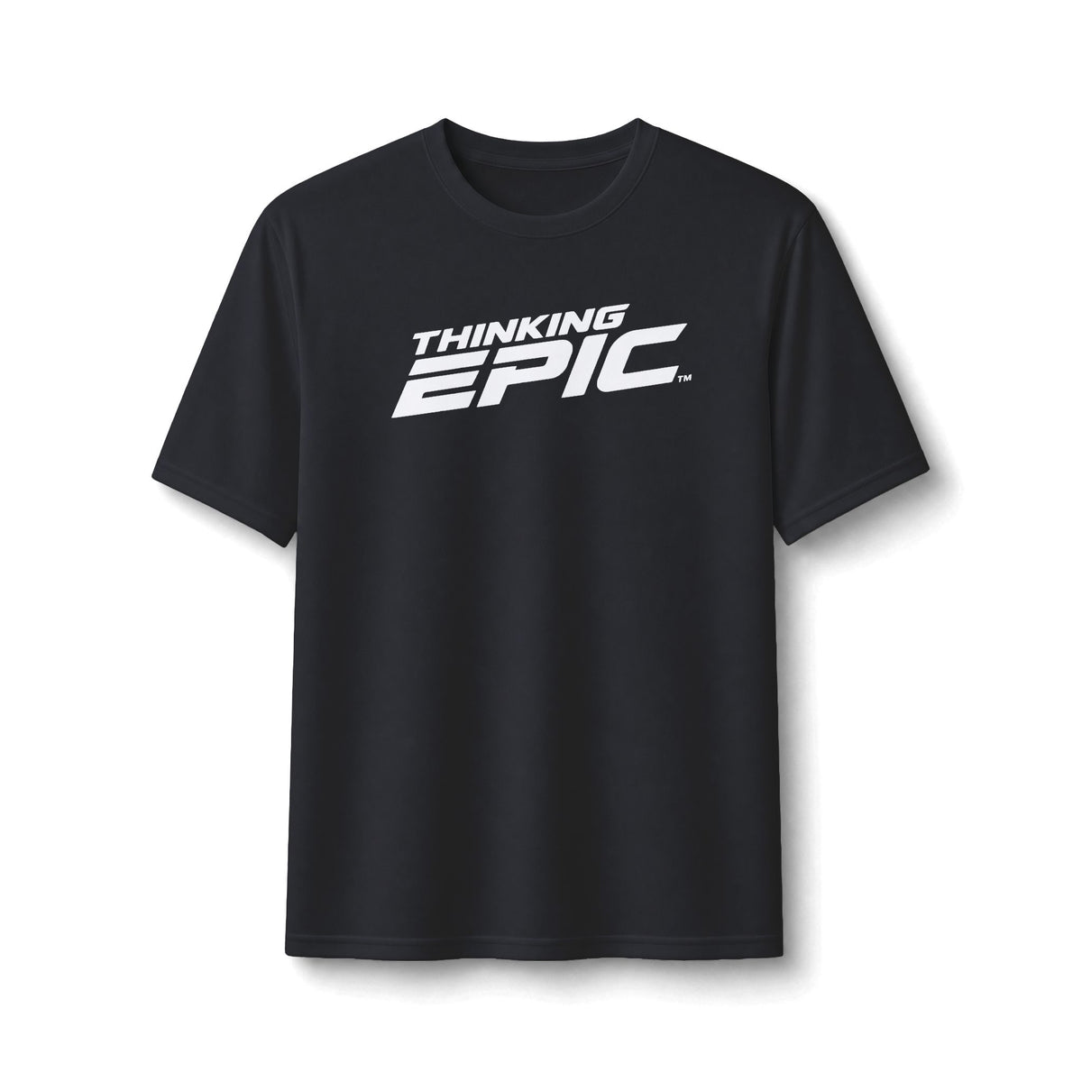 Angled Black Thinking Epic Sportswear Performance Tee