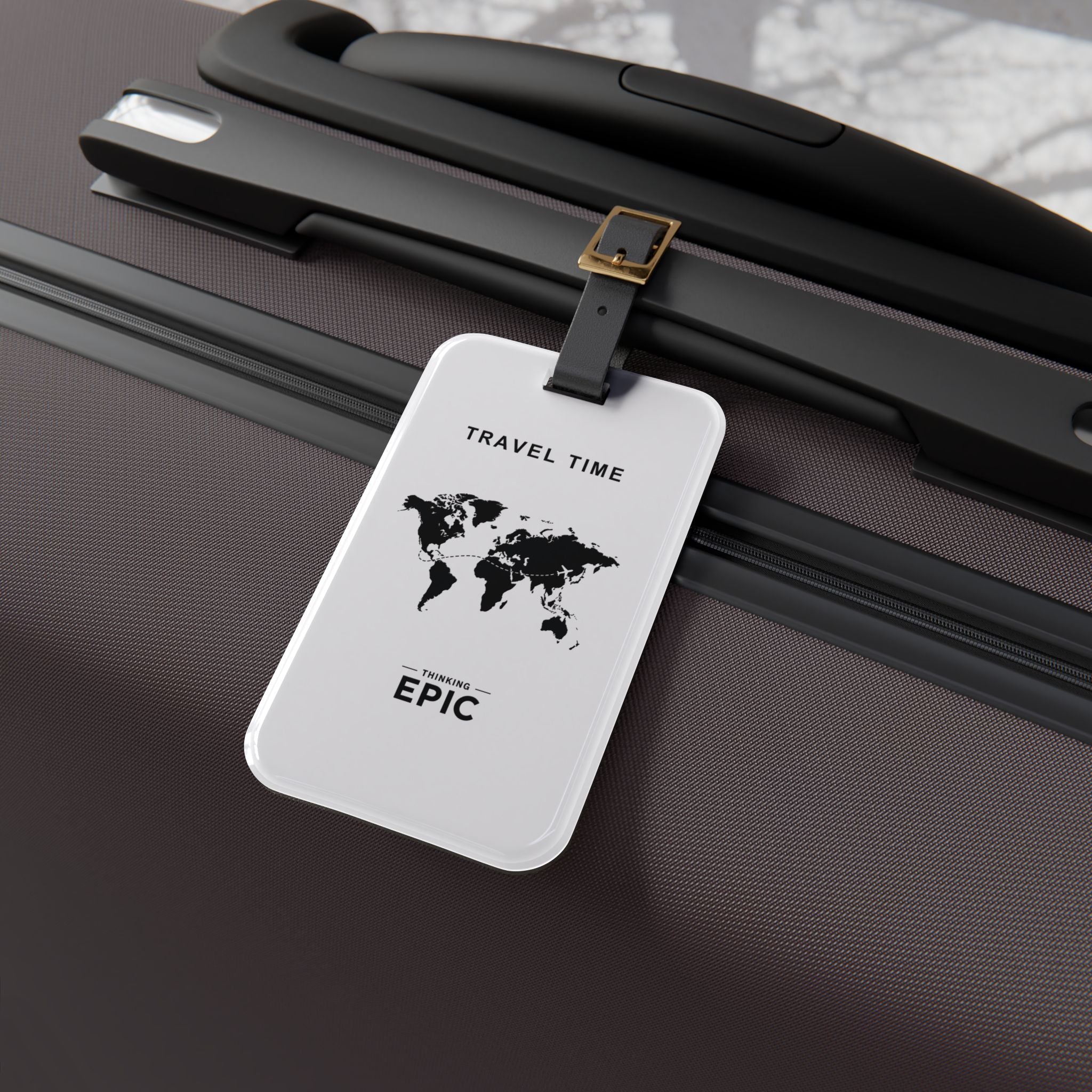 Travel Time World Map Luggage Tag — 'Travel Time' Epic ID Tag