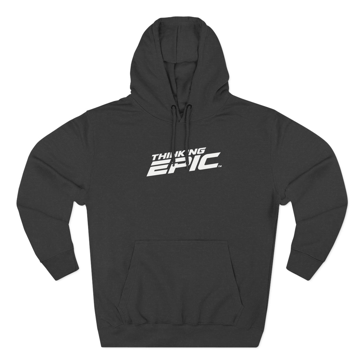 White Logo Angled Three-Panel Fleece Hoodie