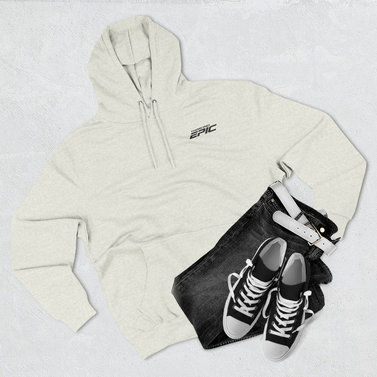 Angled Three-Panel Fleece Hoodie