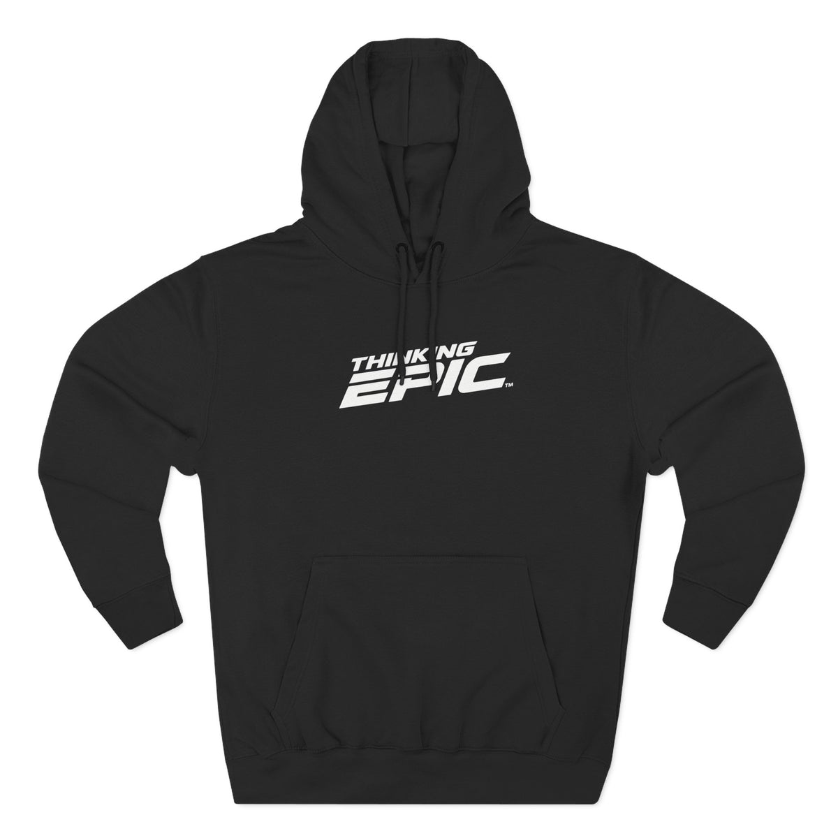 White Logo Angled Three-Panel Fleece Hoodie