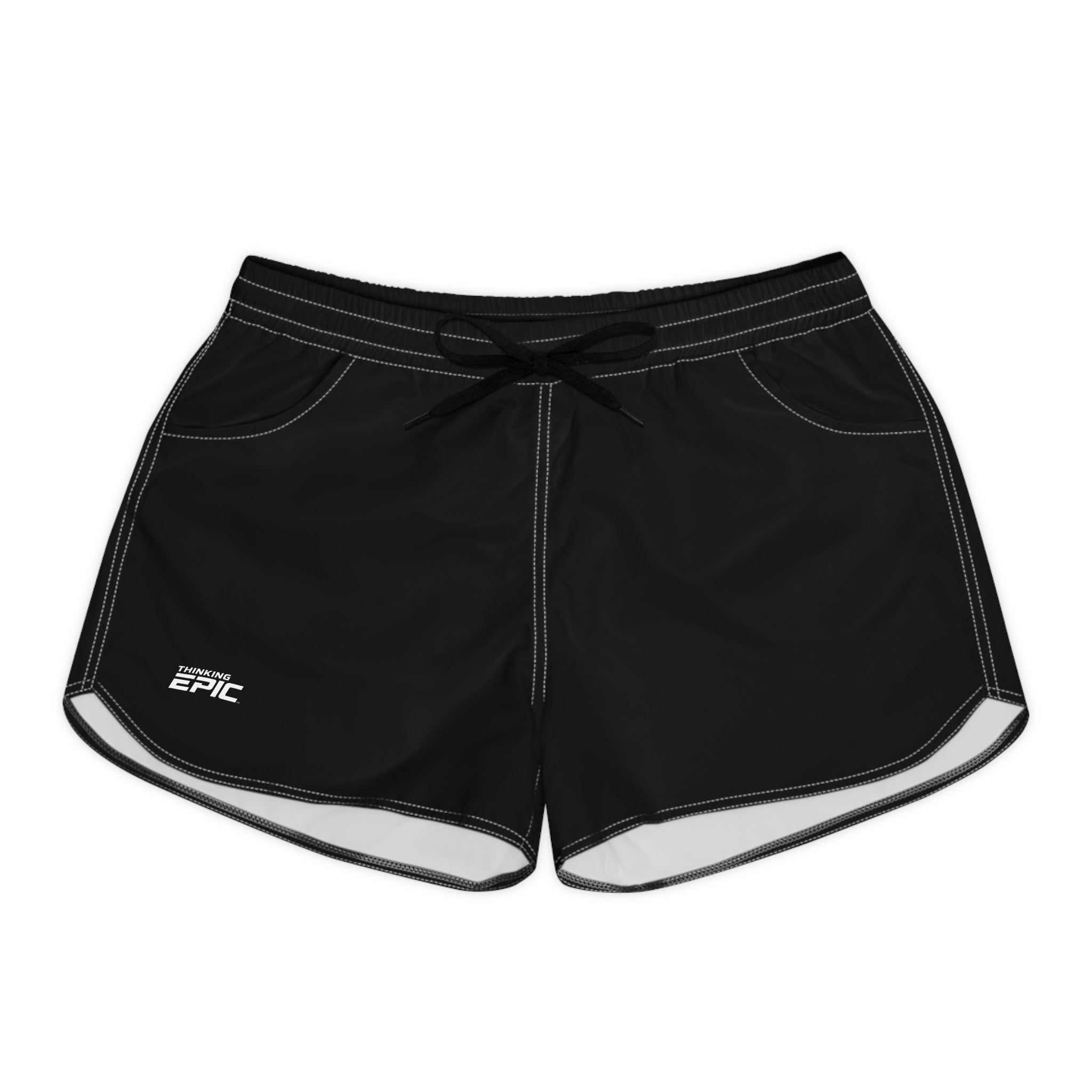Thinking Epic Women's Black Casual Athletic Shorts — 'EPIC' Logo Running & Lounge Shorts
