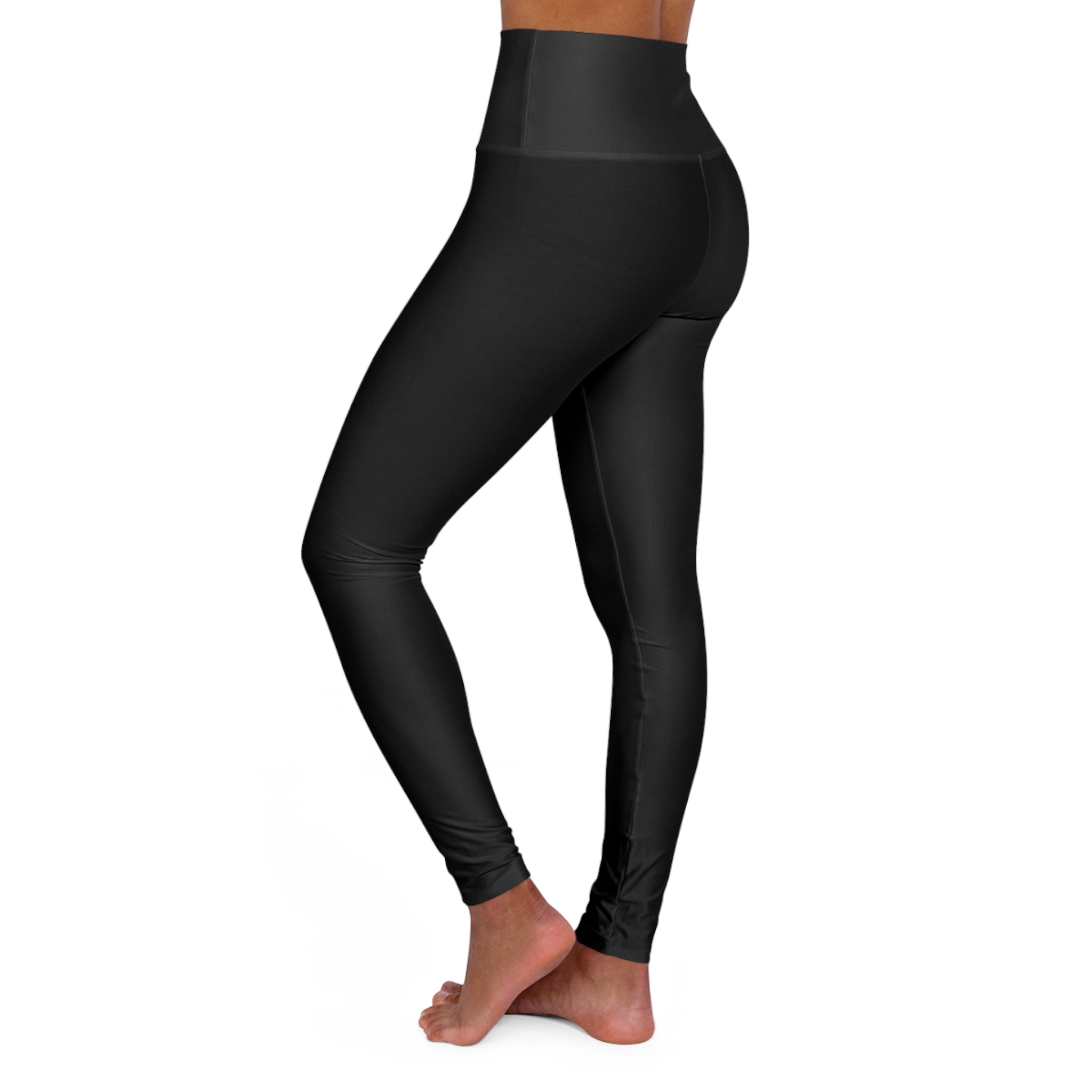 High-Waist Black Yoga Leggings – Seamless AOP Activewear
