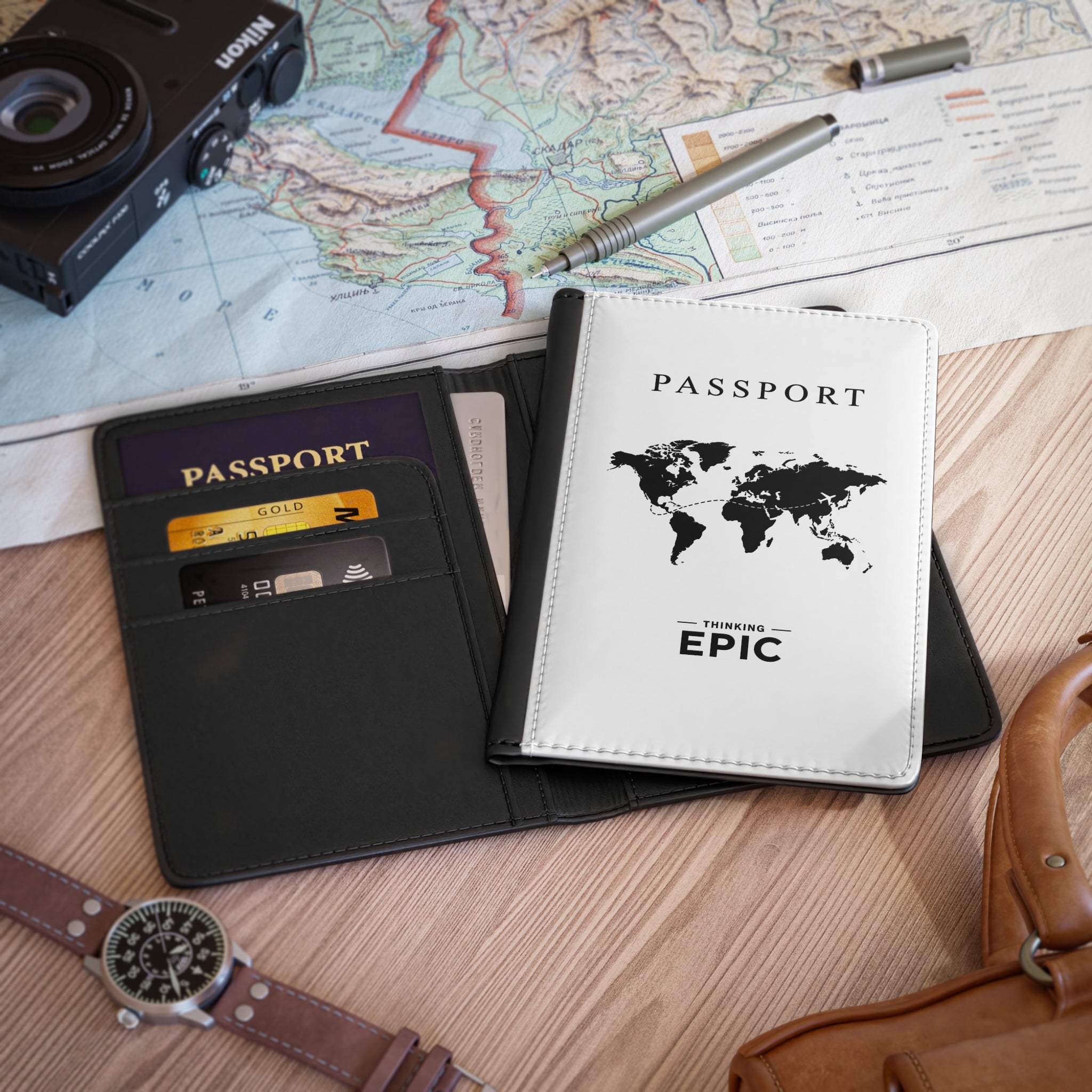 World Map Passport Cover – 'Thinking Epic' Travel Passport Holder