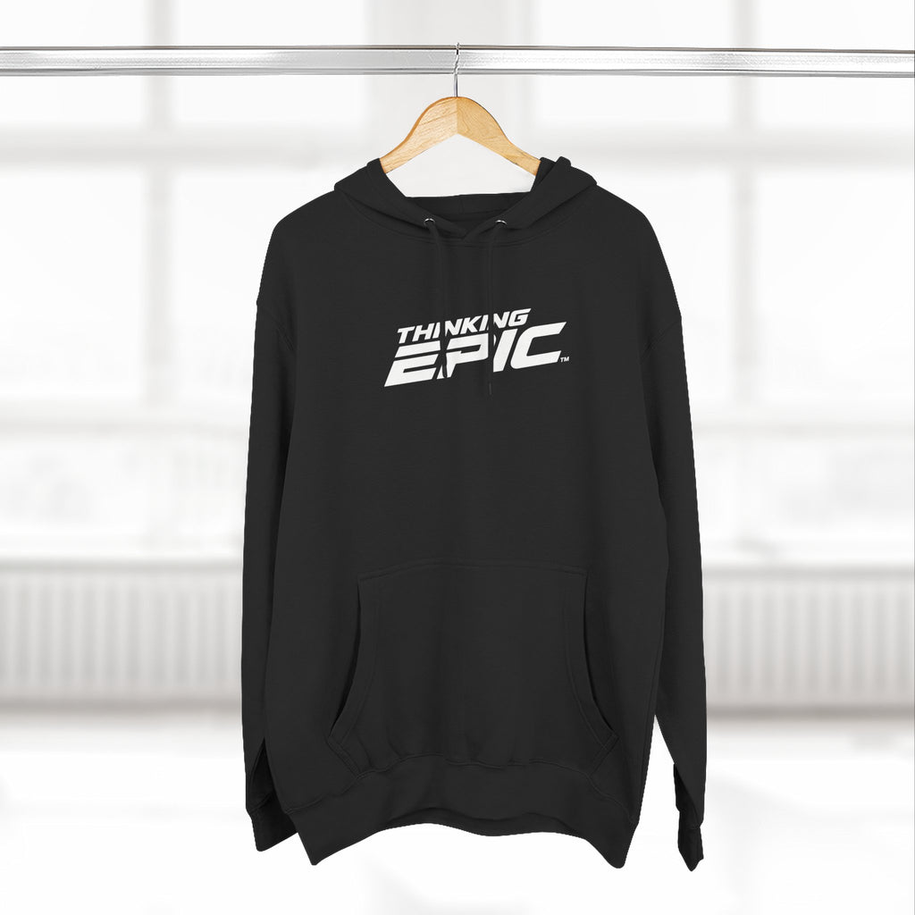 White Logo Angled Three-Panel Fleece Hoodie