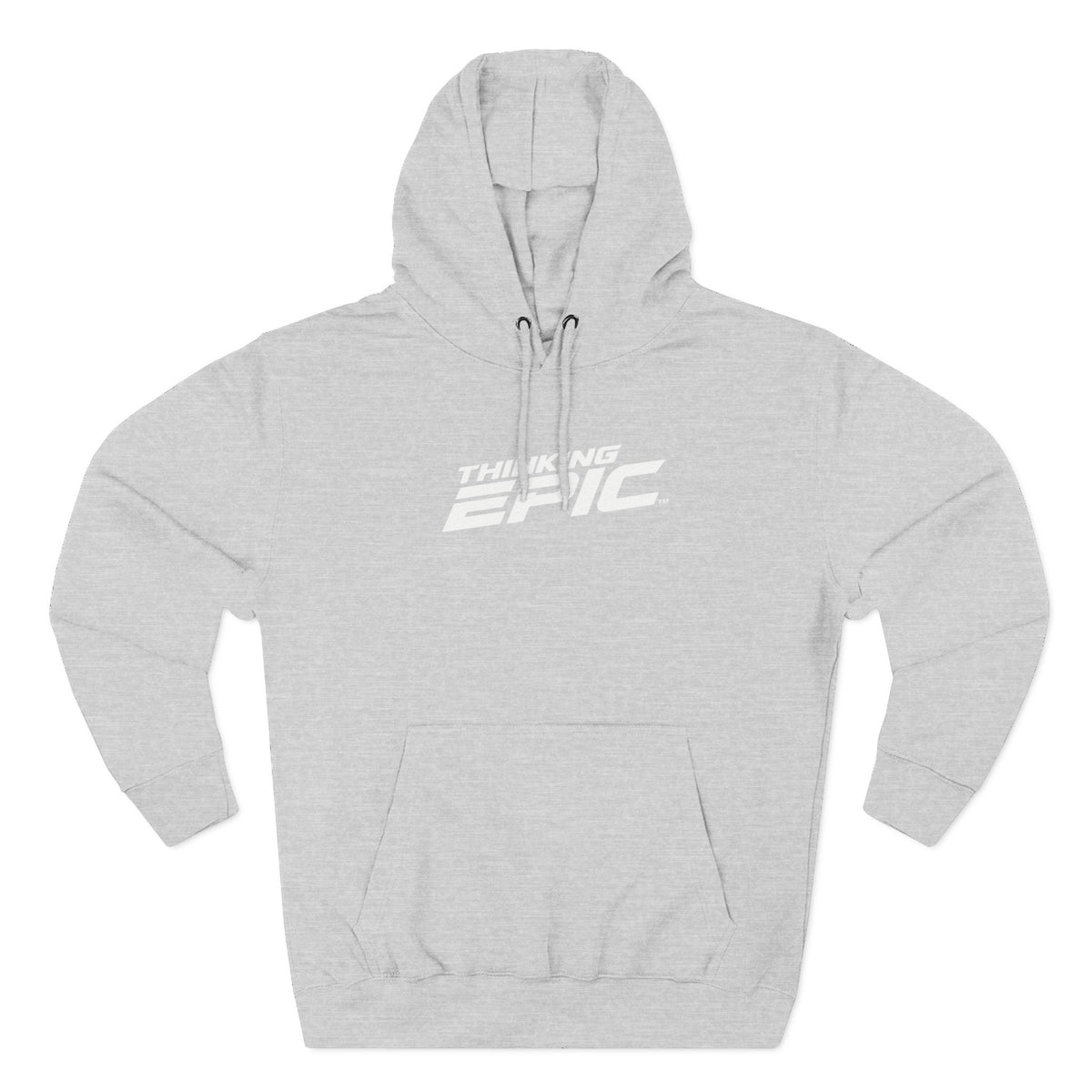White Logo Angled Three-Panel Fleece Hoodie