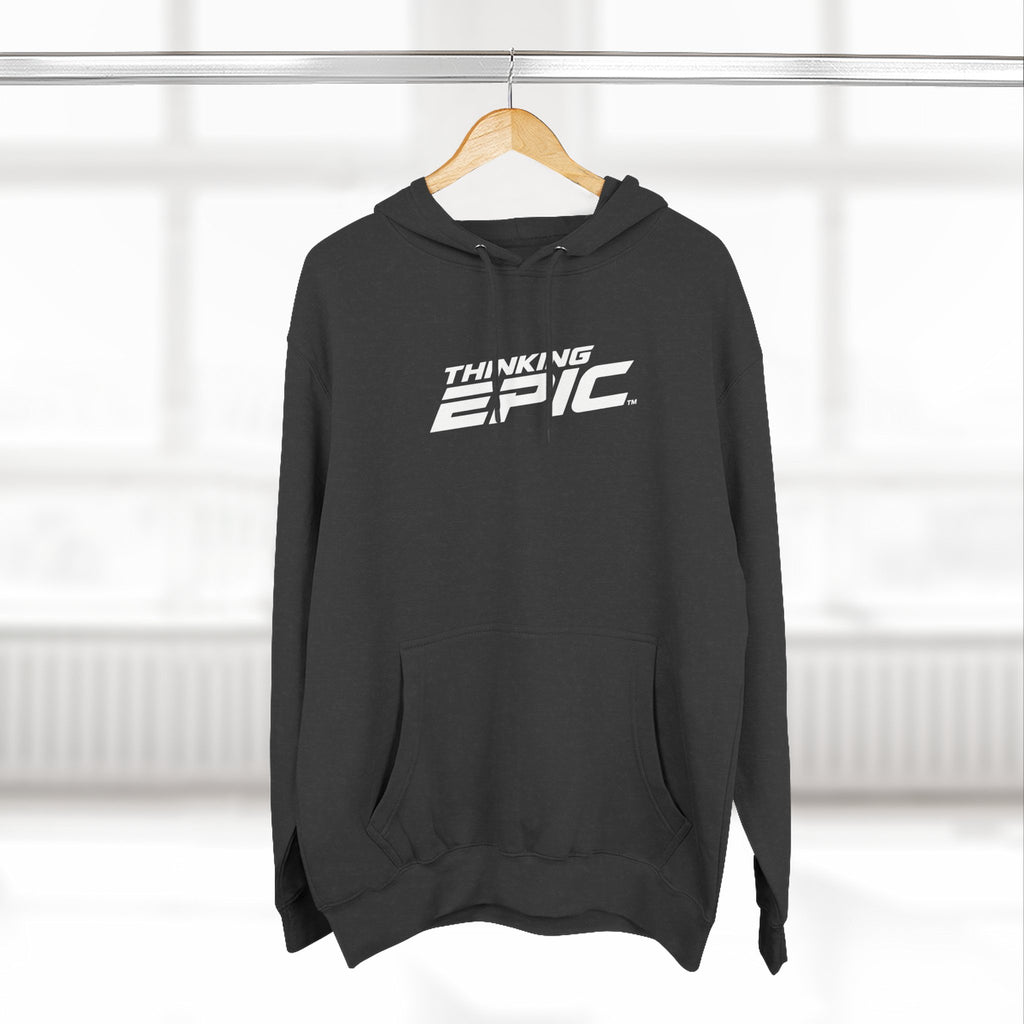 White Logo Angled Three-Panel Fleece Hoodie