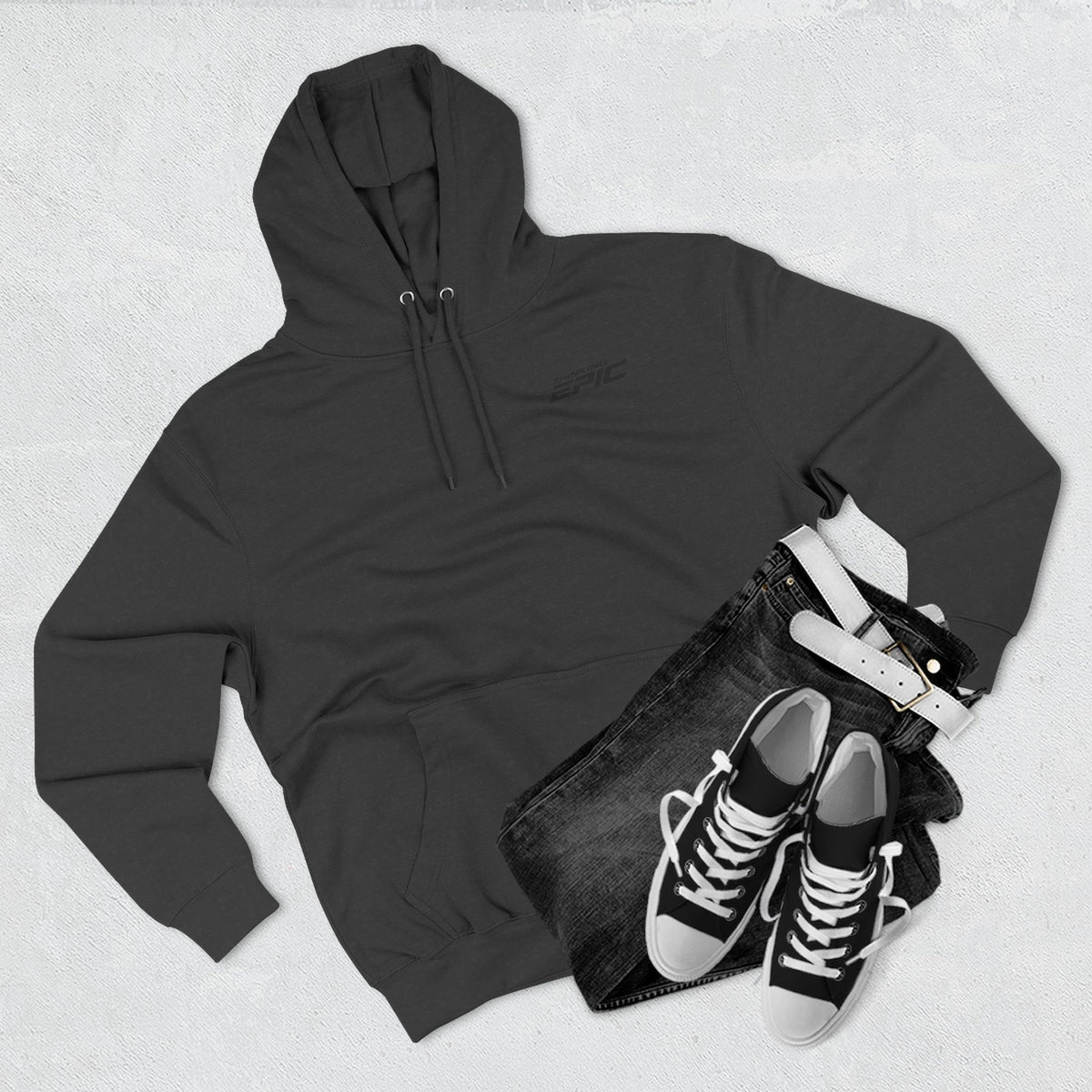 Angled Three-Panel Fleece Hoodie