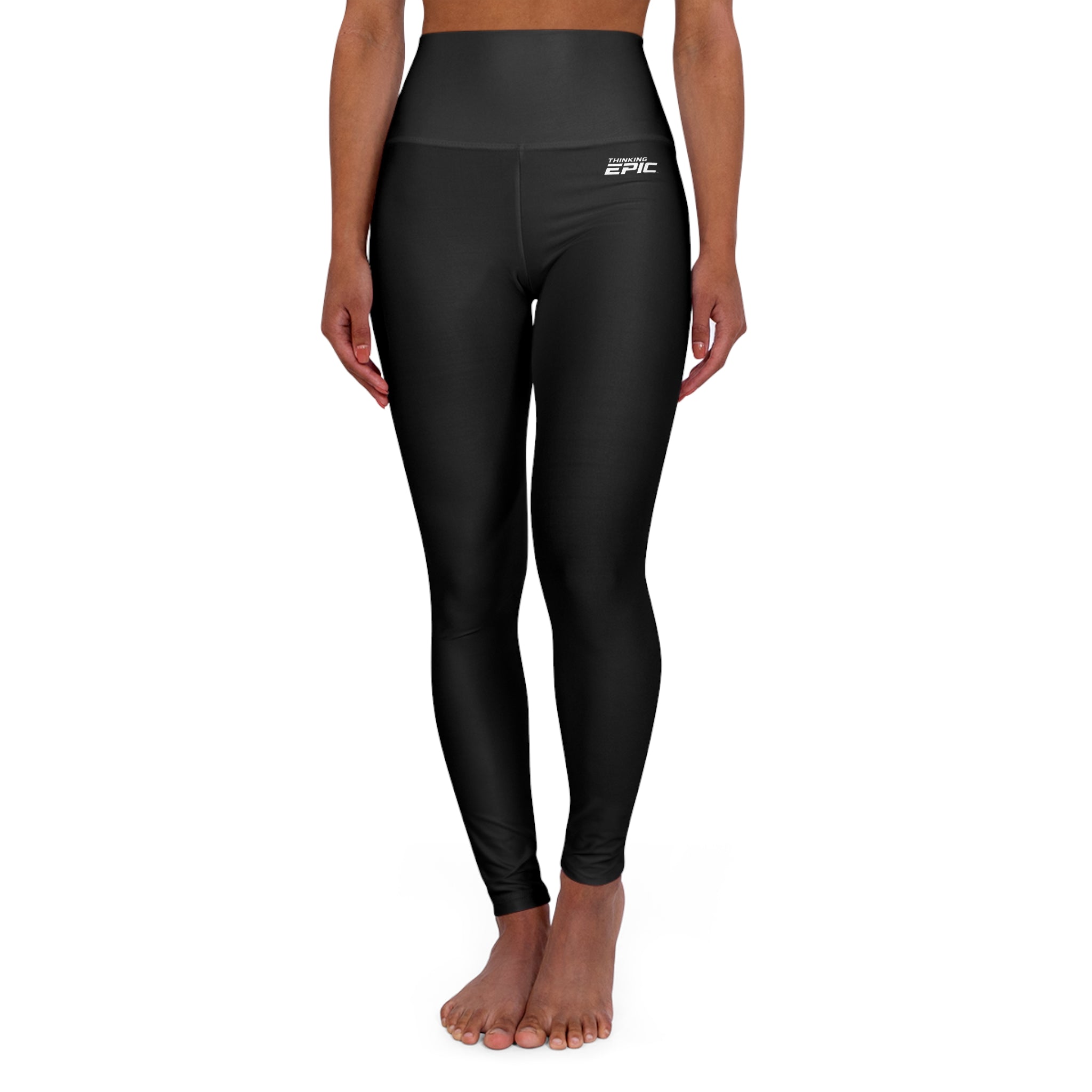 High-Waist Black Yoga Leggings – Seamless AOP Activewear